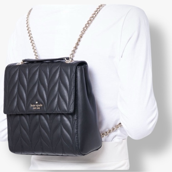 Kate Spade 🪢 NWOT! Briar Lane Black Quilted Brayden Convertible Backpack - Picture 3 of 8